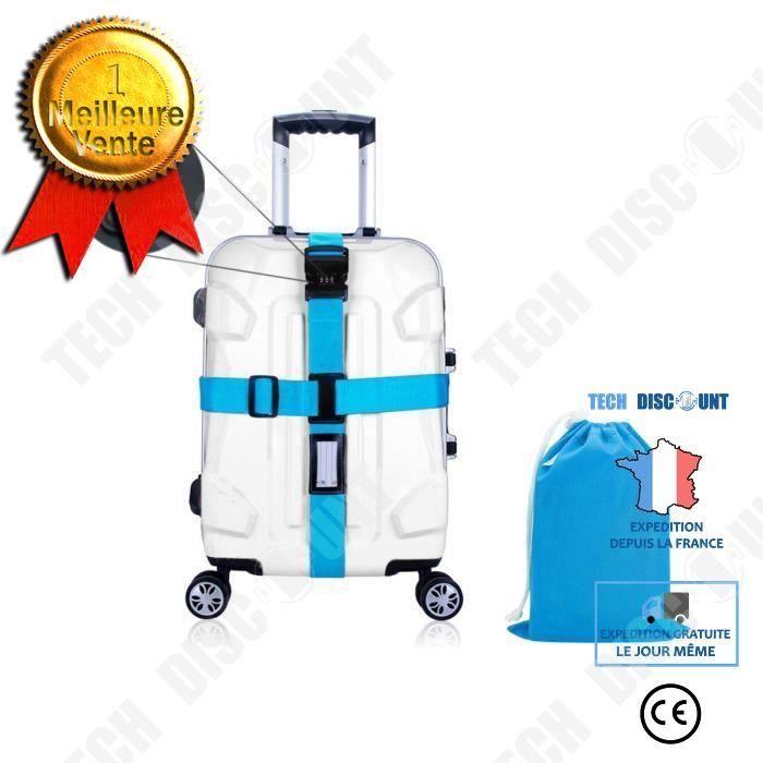 TD® Sangle de bagage valise courroie réglable attache valise fixation de  valise conception verrouillage code sécurité bagage sangle