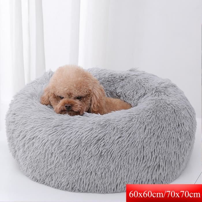 Meilleurs prix pour Couchage Panier Chien Chat Corbeille Coussin Rond Hiver Chaud en Peluche Lit Animal Gris Clair 60 cm