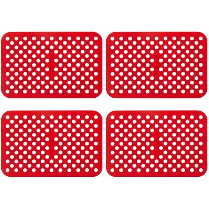 4 Ensembles De Fixations Magnétiques En Silicone Pour Papier Cuisson - Compatible Friteuse à Air, Rouge