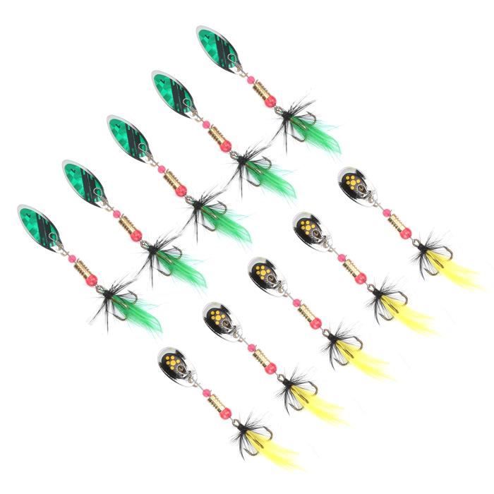 Appâts de pêche VGEBY Cuillère avec plumes Alliage de cuivre Léger Facile à