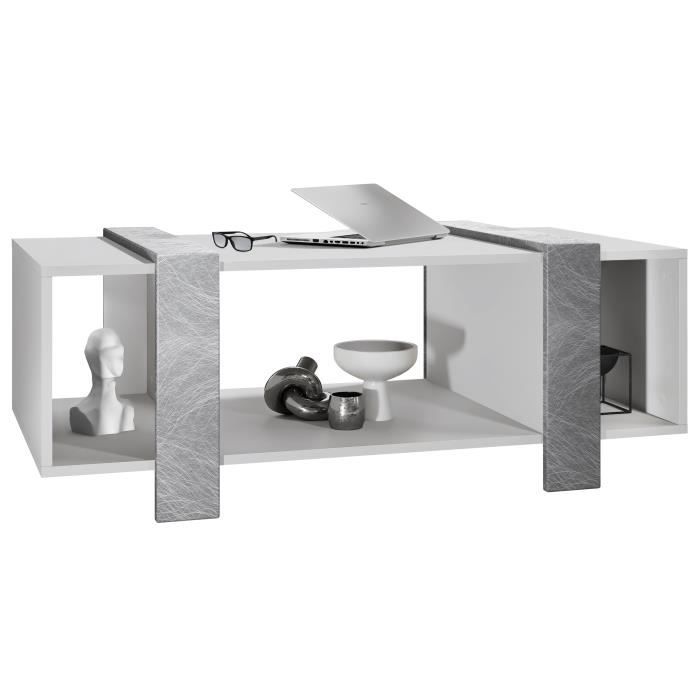 Vladon Table basse Ida Table de salon caisson en blanc mat façades en Metal rêche Vladon Table basse Ida Table de salon caisson en blanc mat façades en Metal rêche