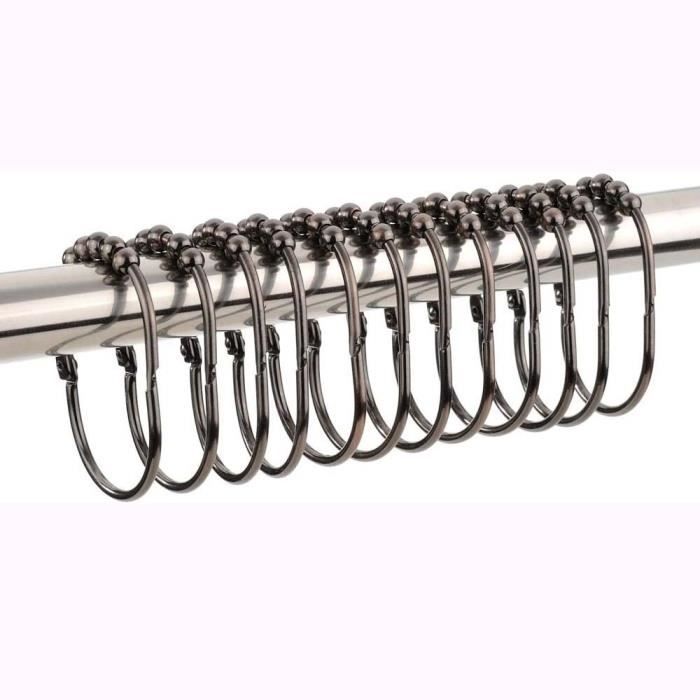 Crochet De Rideau De Douche TopAAA Lot De 12 Crochets En Métal à Double Glissement Pour Rideau De Douche, 100 % Acier Inoxydable (bronze Huilé Anneaux De Rideau De Douche