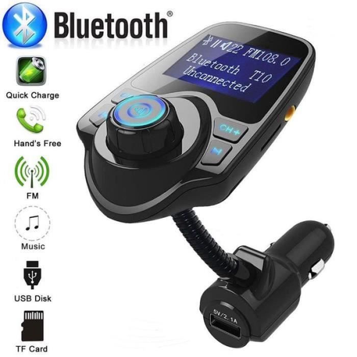 Transmetteur FM Bluetooth 5.0 Voiture - Adaptateur MP3 Mains Libres + Chargeur USB Type C Dual 3.1A