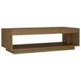Table basse de salon en bois de pin massif - Marron miel - 110x50x33,5 cm - OVONNI-1