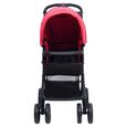 RHO - Transport de bébés - Poussette pour bébé 2-en-1 Rouge et noir Acier - DX0029-1