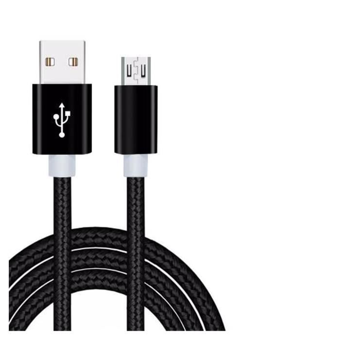 Câble Micro USB 3 Mètres NOVAGO - Pour Huawei Y7 2018 - Charge & Synchronisation - Noir - Neuf Sous Blister