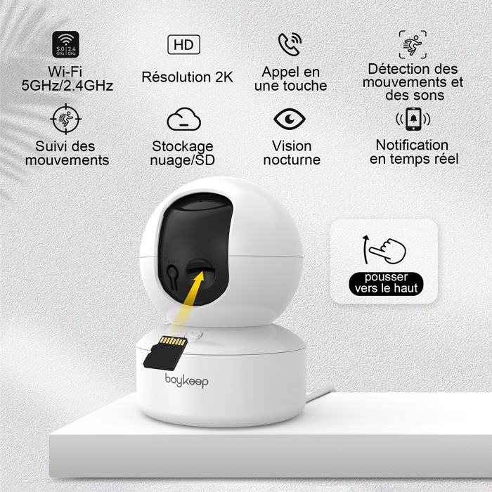 BoyKeep Lot de 2 Caméra Surveillance WiFi 2,4 G/5 GHz, Intérieure 