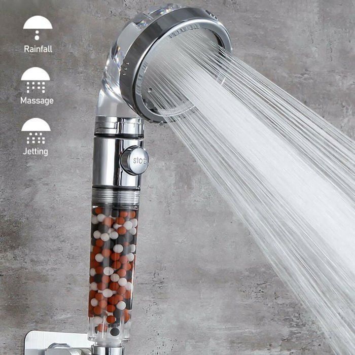 Pommeau Douche Haute Pression Anti-calcaire - 4 Modes Jets, Filtre Inclus | Avec Tuyau 1.5m Et Support