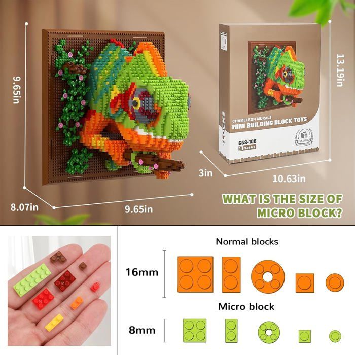 Ensemble de Mini-Blocs de Construction 3D en Forme de Caméléon ...