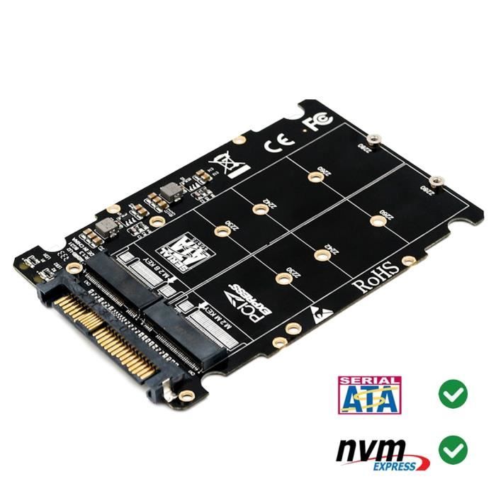 Le noir - Adaptateur M2 SSD vers M.2, 2 en 1, NVMe SATA Bus NGFF