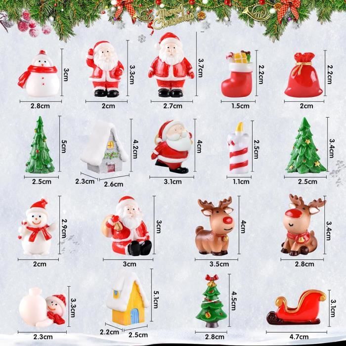 100 Figurines De Noël Miniatures En Résine - Décoration Sapin, Village, Calendrier De L'Avent, Créations DIY
