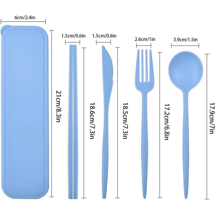 Outlery | Set De Couverts De Voyage Portables Et Ru00e9utilisables En Acier Inoxydable Argent Brut Etui De 8437023815755