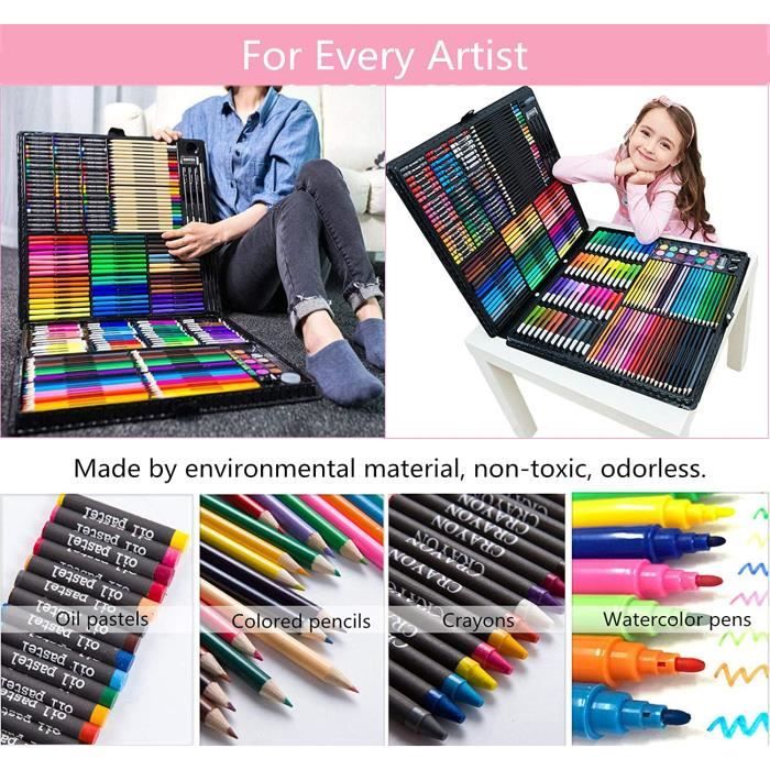 Crayons de Couleur,Malette de Coloriage Enfants Aquarelle Crayon Enfants  Dessin Artiste Kit,Idéal Cadeaux pour Adulte Enfant -150pcs - Cdiscount  Beaux-Arts et Loisirs créatifs