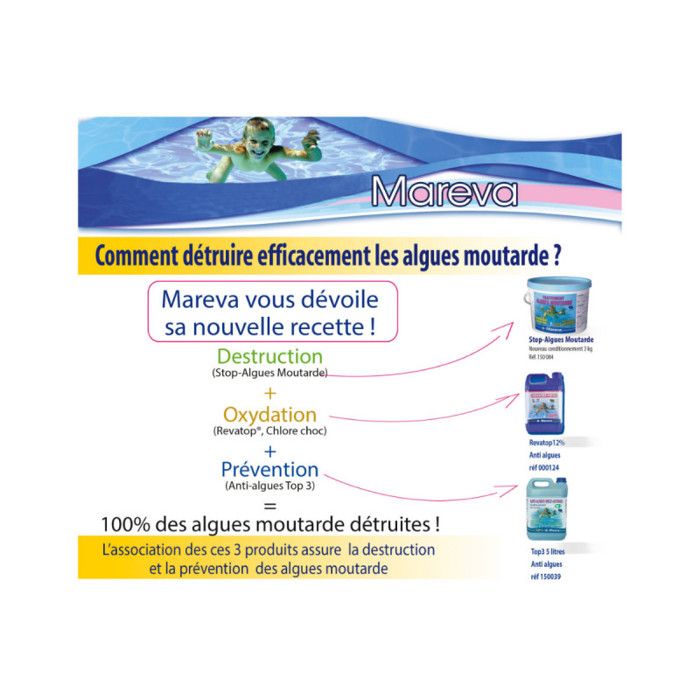Pack traitement algues moutarde MAREVA pour piscine - Desinfectant