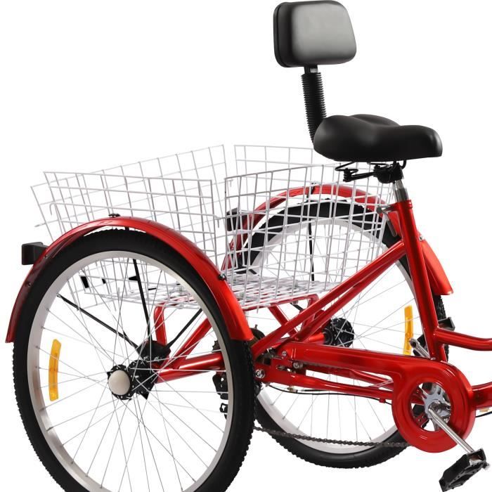 RainWeel Tricycle Pliable 24 Pouces – 7 Vitesses, Panier, Porte-gobelet, Phare – Adulte, 95 Kg