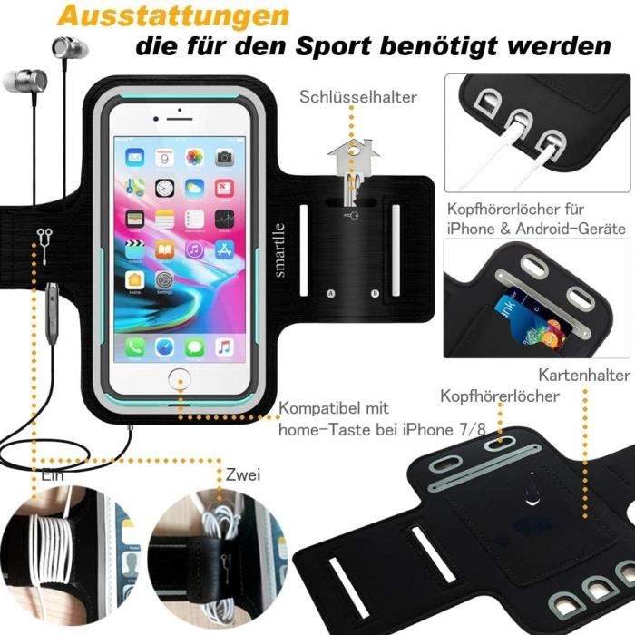 Brassard Sport IPhone Universel - Néoprène Anti-Dérapant Poche Clé/Carte