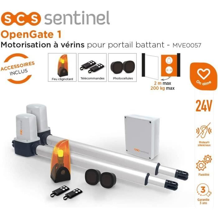 SCS Sentinel - MVE0057 - Motorisation Portail Battant a Verins -  Automatisme 24V - 2 Telecommandes - Feu Clignotant - Fermetu - Cdiscount  Bricolage