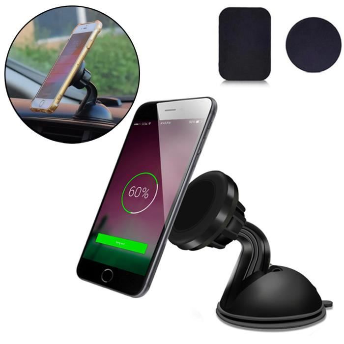 Tikawi x1 Support Téléphone Voiture Magnétique UNIVERSEL Pare-Brise  (Samsung / IPhone / Huawei / Xiaomi) - Support Portable Noir