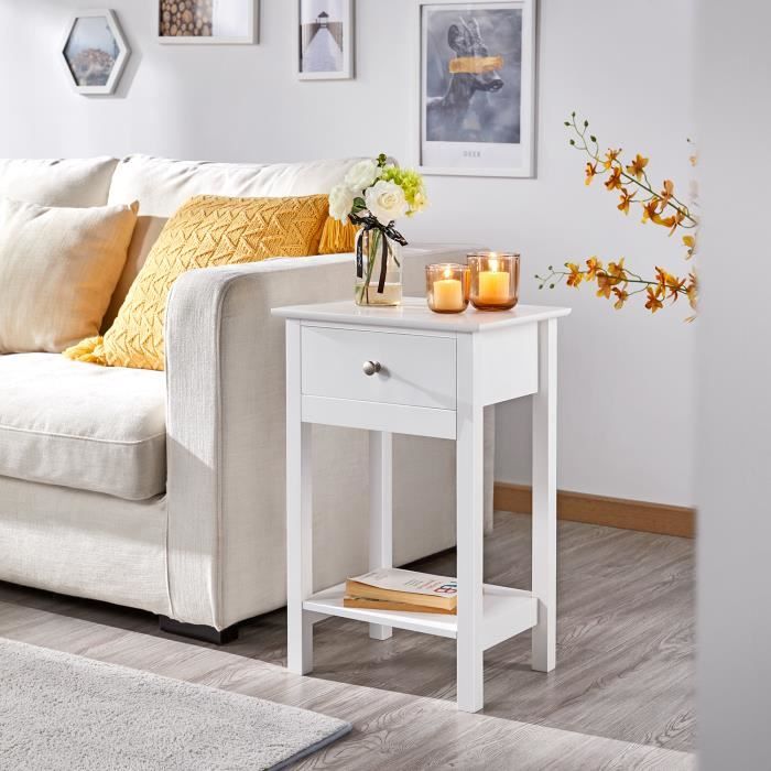 Yaheetech Lot De 2 Tables De Chevet Modernes Avec Tiroir - Pieds En X - Blanc