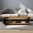 Table basse de salon en bois de pin massif - Marron miel - 110x50x33,5 cm - OVONNI-2