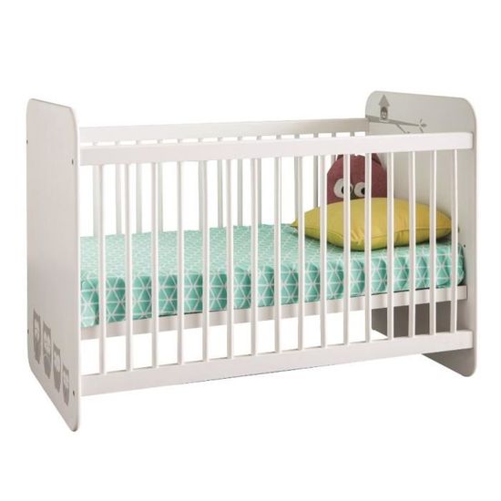 Hiboux Lit Bebe A Barreaux 60x1 Cm Blanc Velours Cdiscount Puericulture Eveil Bebe