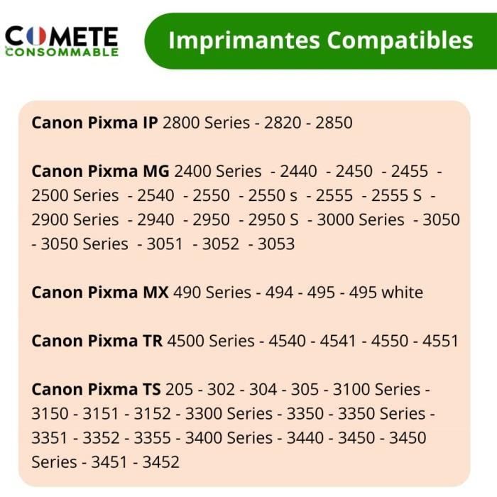 COMETE - 545XL/546XL - 2 Cartouches d'encre Compatibles avec Canon