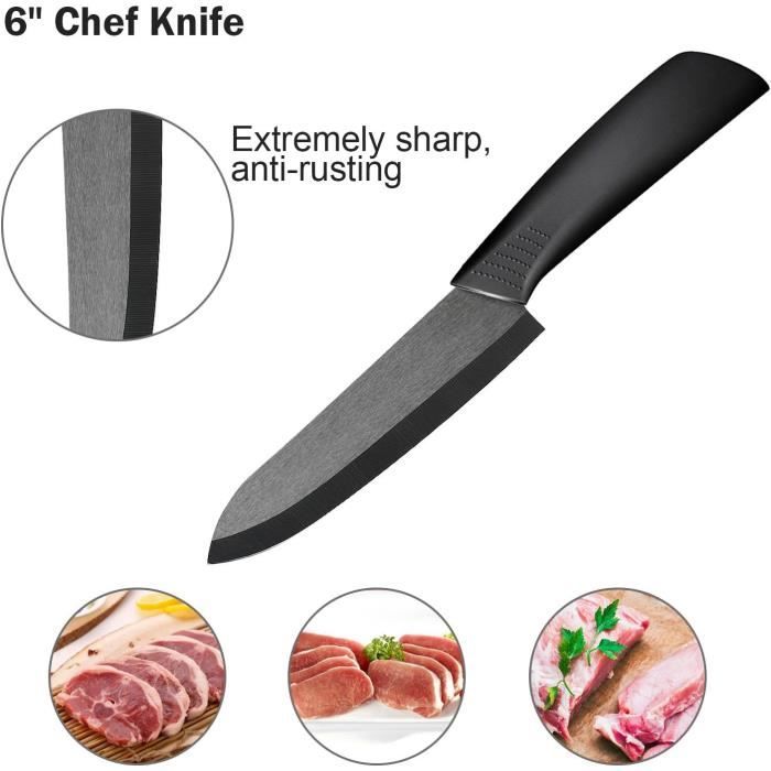 JF JAMES.F Lot De 6 Couteaux De Cuisine Avec Bloc En Bois Super