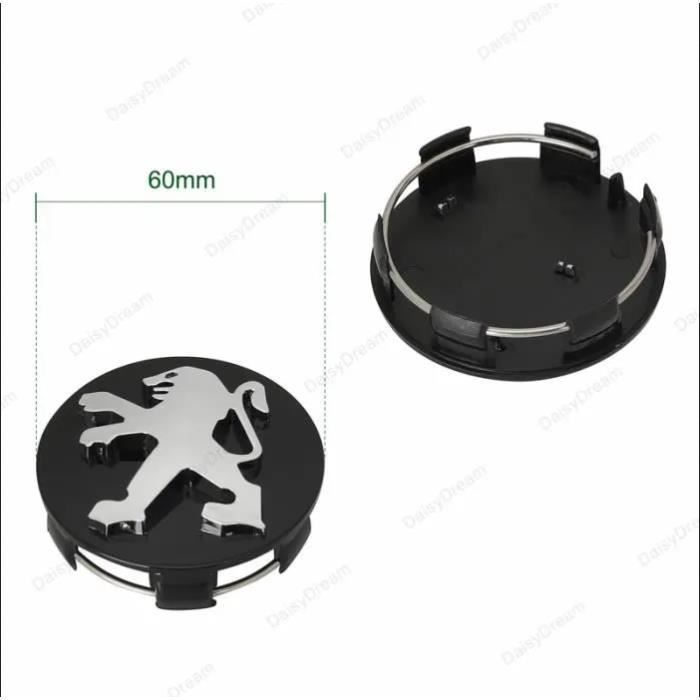 4 Autocollants Cache-moyeux 56mm Pour Peugeot - Compatible 206, 307, 308, 3008, 207, 208, Etc.