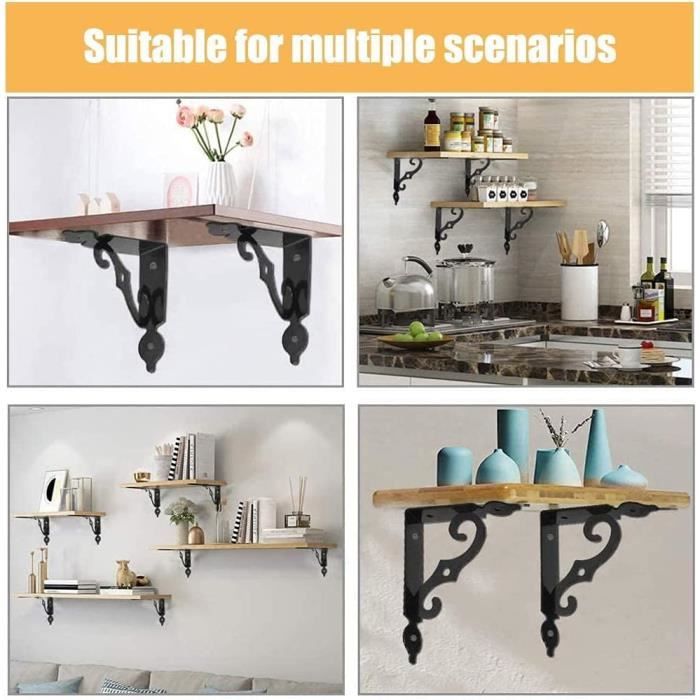 BR-Vie Equerre Etagere Murale, 8 Pcs Supports Triangulaires de 90 Degrés en Acier, Équerres Étagères BR-Vie Equerre Etagere Murale, 8 Pcs Supports Triangulaires de 90 Degrés en Acier, Équerres Étagères