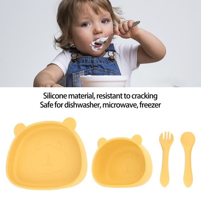 KEENSO Assiette bébé silicone avec ventouse, set couverts enfant