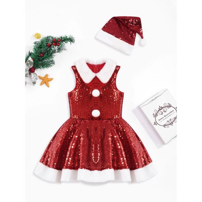 YOOJIA Enfant Fille Robe No l Sans Manche Paillettes Costume M re