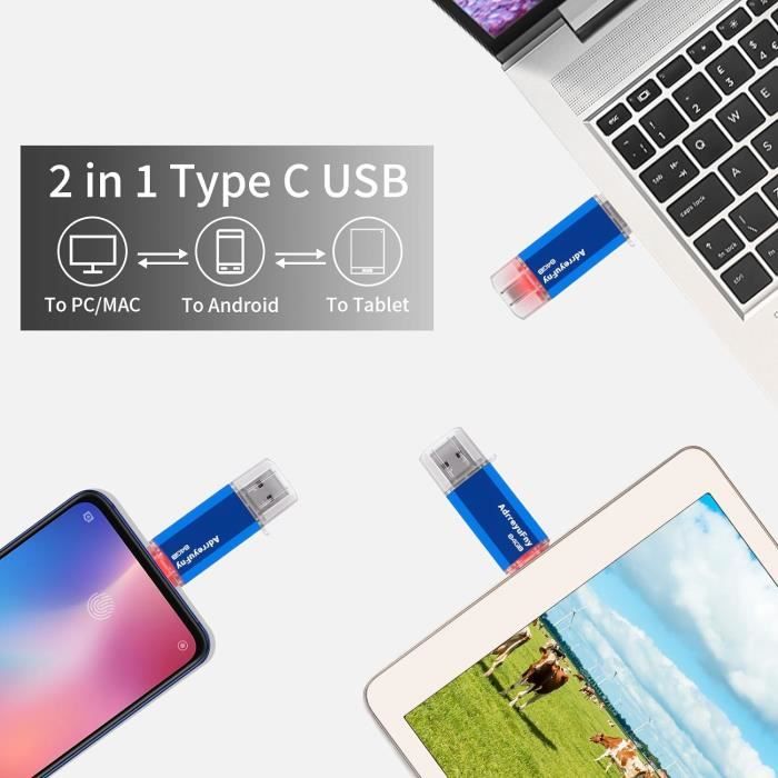 Lot De 2 Clés USB 64 Go Métal étanches – USB 2.0, Alliage Zinc Antichoc, Compatible PC, TV, Voiture, Plug & Play