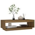 Table basse de salon en bois de pin massif - Marron miel - 110x50x33,5 cm - OVONNI-3