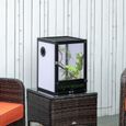 PawHut Terrarium vivarium boîte pour reptiles 32 x 32 x 46 cm avec passe-câble, fond en ABS, plateau amovible noir-3