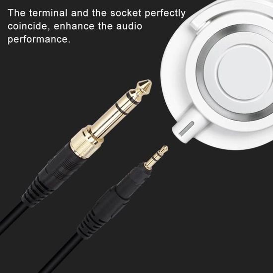 Câble audio pour câble prolongé de casque audio de 160 cm Câble fiche plaquée or de 6,5 à 3,5 mm pour casque ATH-M50x/M40x/M70x 