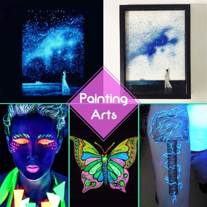 Pigments Fluorescents Pour Résine époxy - 10 Couleurs X 20g - Avec Lampe UV - Pour DIY, Slime, Ongles