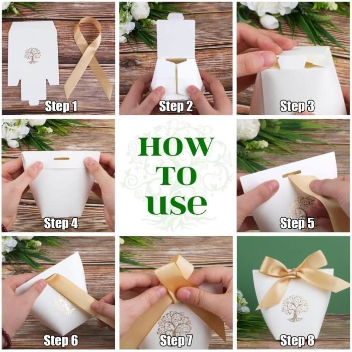 50PCS Boîtes à Dragées Pour Mariage Baptême Fête, Contenant Dragées En