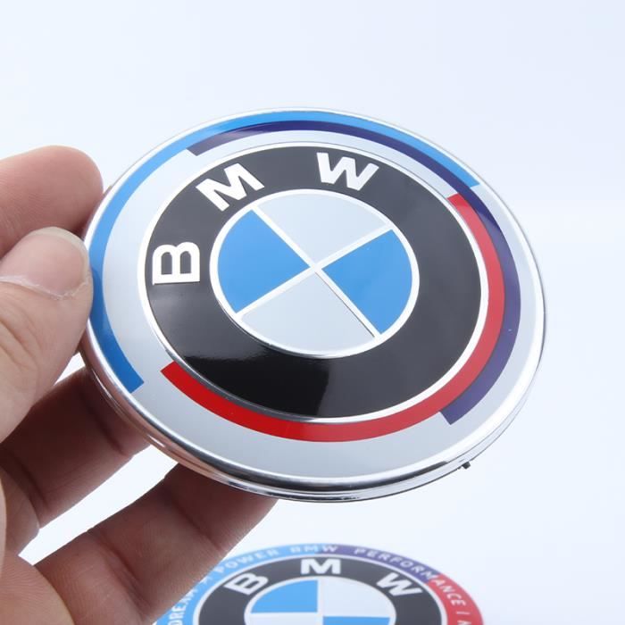2 x Noir BMW Logo Badge Embleme de Capot 82mm + Coffre74mm