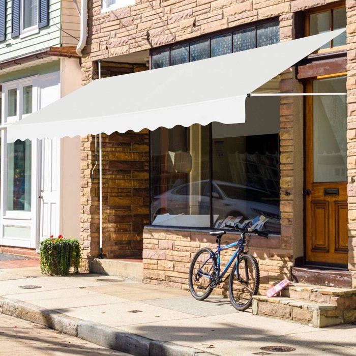 Banne Rétractable 200x120 Cm Sans Perçage – Auvent Balcon Terrasse Beige UV50+ Manivelle Réglable