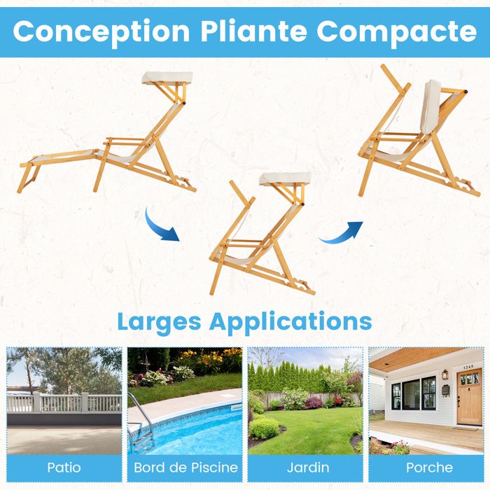 Chaise longue de jardin pour piscine extérieure, chaise de plage, transat - Chine Chaises longues, transats