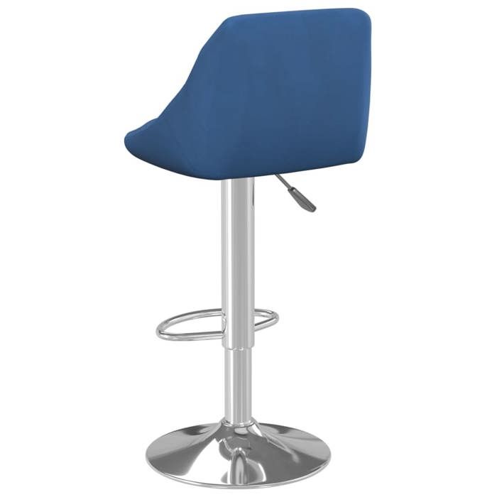 Tabourets De Bar Velours Bleu – Lot De 2, Dossier Boutonné, Jambes Bois, Hauteur 63.5 Cm, Sans Bras - 3