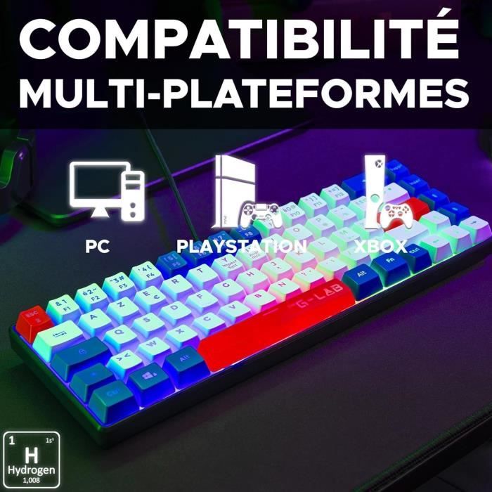 G-Lab - Clavier Gaming Mécanique TKL Hydro - Bleu / Blanc / Rouge