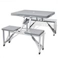 Moderne - Jeu de table de camping pliable avec 4 tabourets - Ensemble Table de bar + 4 tabourets bar Aluminium gris clair-0