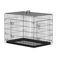 PawHut Cage caisse de transport pliante pour chien en métal noir 92 x 57 x 62,5 cm-0
