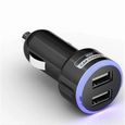 chargeur voiture allume-cigare 2 ports LED USB -0