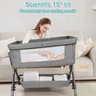 Lit Bébé Berceau Cododo Bébé 0-36 Mois - MIPAN - Hauteur Réglable - Avec Matelas + Panier de Rangement - Gris