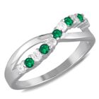 Bague Argent 'Sissi' émeraude blanc argenté - LES TRESORS DE LILY - R0709 - Femme - 5mm