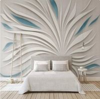 Papier Peint Panoramique 3D Papier peint personnalisé en relief tridimensionnel, art floral, pour salon et chambre à coucher