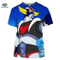 T shirt japon anime,Mazinger Z – T-Shirt japonais Robot Anime 3D pour hommes et femmes, T-Shirt d'été Goldorak T-Shirt Harajuku Str