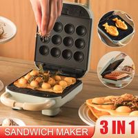 220V Petit gaufrier électrique 4 en 1 antiadhésif-Machine à faire des petits déjeuners-Pour sandwichs, Taiyaki-blanc